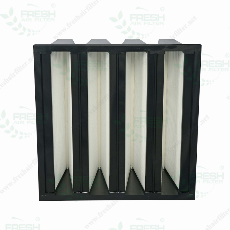 Black Plastic Frame Glass Fiber Four Cells Compact Air Filter